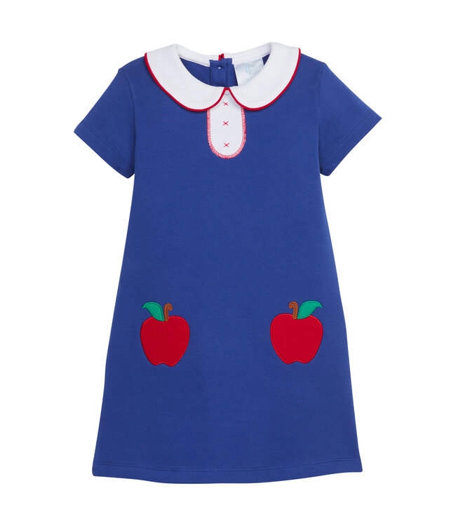 Little English Royal Blue Millie Dress w/Apples