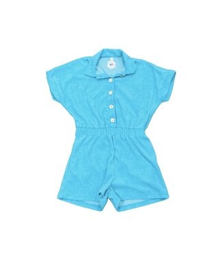 Seafoam Loop Terry Collard Button Up Romper