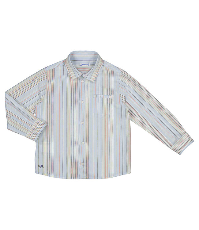 Mayoral Sky Blue L/S Stripe Oxford Shirt