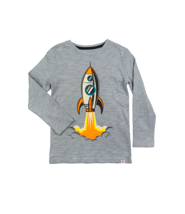 appaman Light Grey Graphic L/S Tee-Blast Off