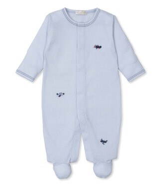 Kissy Kissy Lt. Blue Sky High Planes Footie w/Hand Emb.