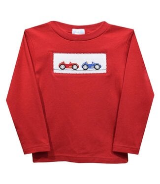 vive la fete Classic Car Smocked Red Knit L/S Tee