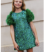 Lola & the Boys Jade Feather Party Dress