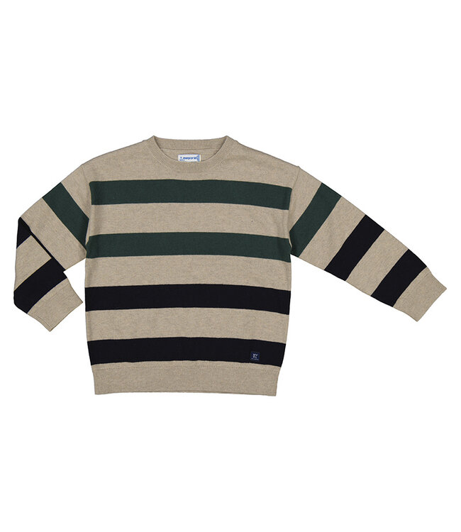 Mayoral Taupe/Green/Navy Stripe Sweater