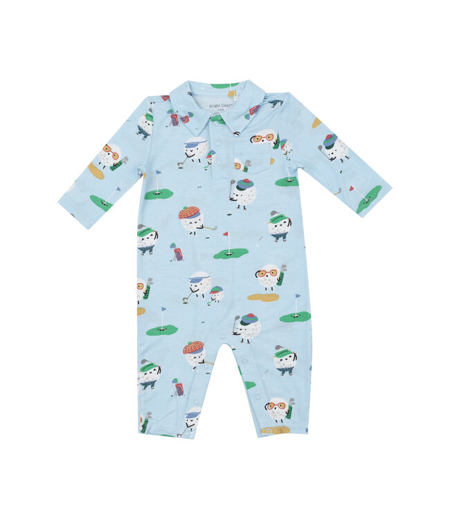 Angel Dear Blue Golf Club Pro Polo Romper
