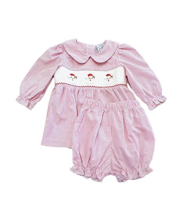 Three Sisters Santa Smocked L/S Bloomer Set