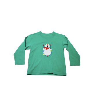 Luigi Green L/S Top Snowman Swinging on Christmas Lights