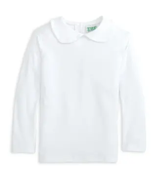 THE Basics White L/S Peter Pan Collar Shirt-Girls