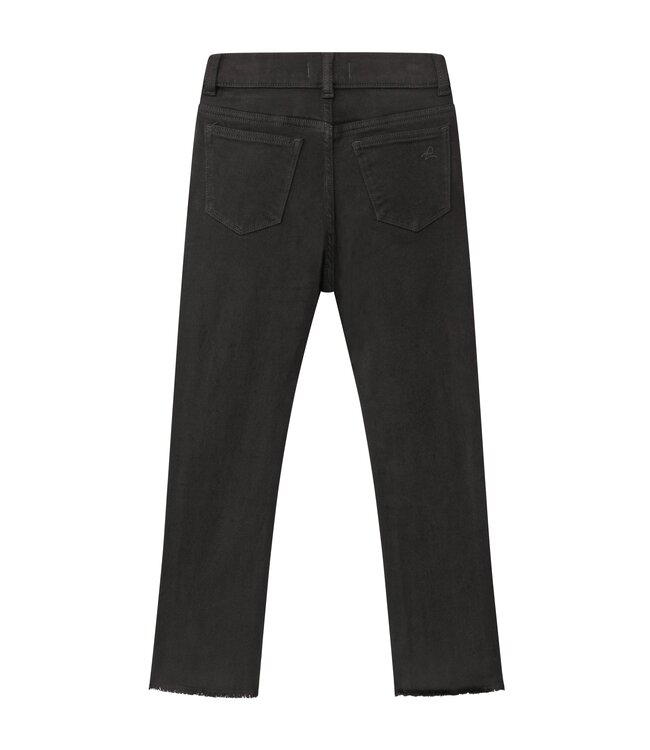 Black Peached Raw Emie Straight High Rise Jeans