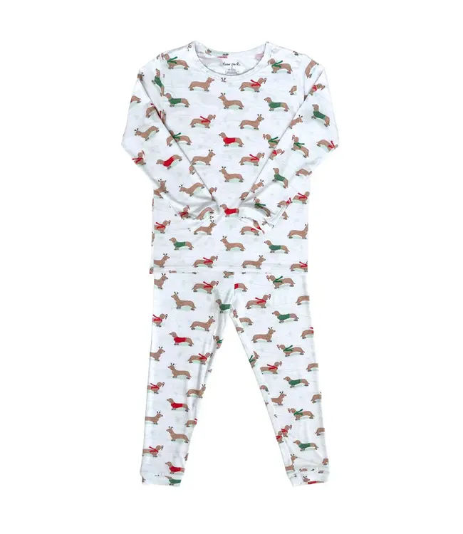 dear perli Hot Dogs Christmas PJ Set