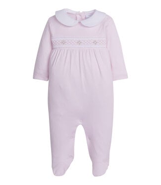 Little English Smocked Footie-Pink Geo