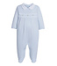 Little English Smocked Footie-Blue Geo