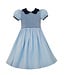 Anavini Lt. Blue Corduroy Dress w/Navy Blue Collar