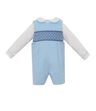 Anavini Lt. Blue Corduroy Boy's Short Jon Jon w/Shirt Set