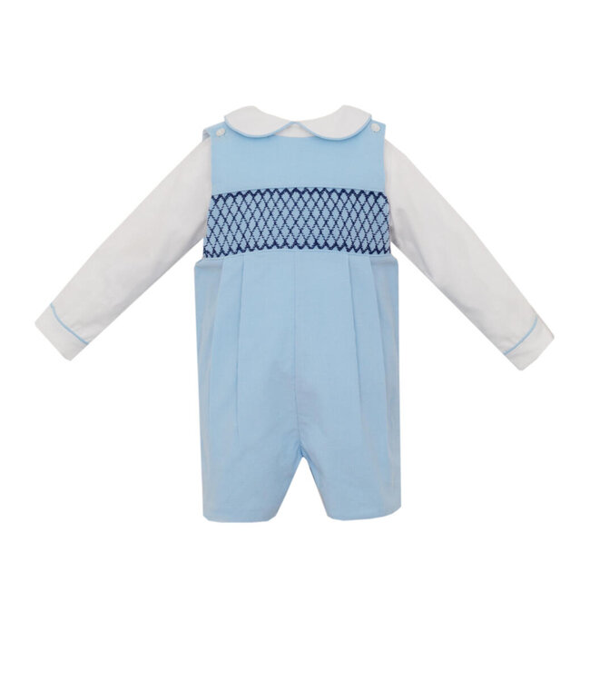 Anavini Lt. Blue Corduroy Boy's Short Jon Jon w/Shirt Set