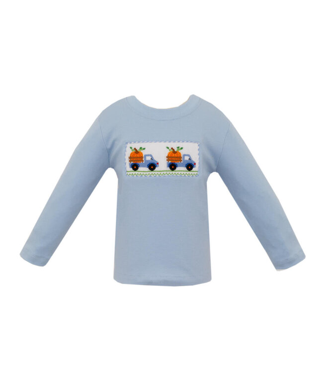 Anavini Lt. Blue Knit Boys L/S Pumpkin Truck T-Shirt