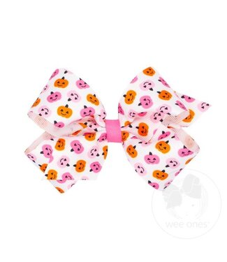 Wee Ones Pink Halloween Print Med. Bow