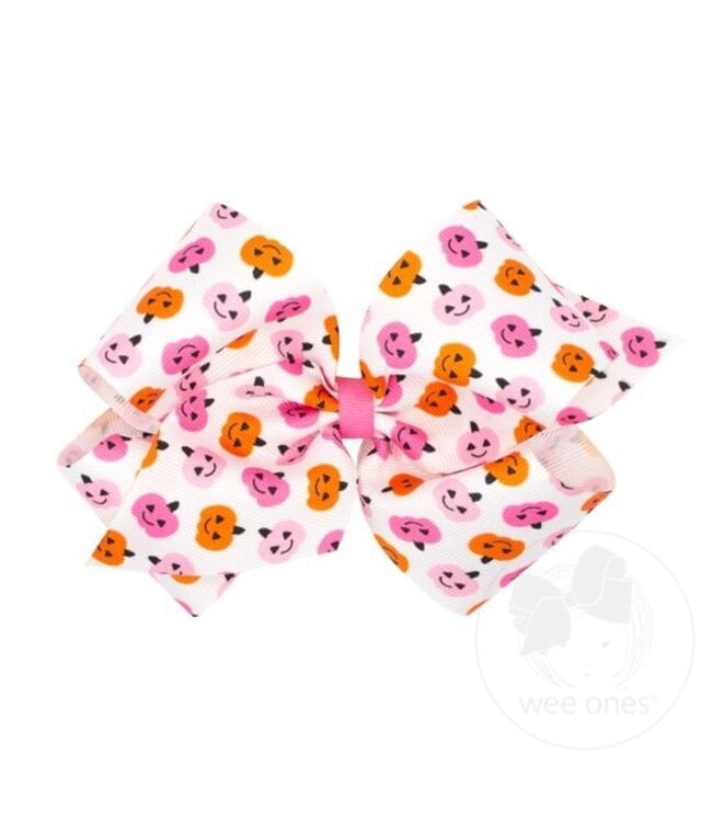 Wee Ones Pink Halloween Print King Bow