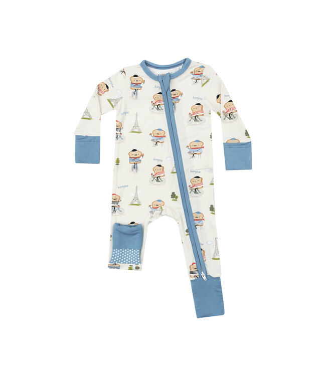 Angel Dear French Toast 2-Way Zip Romper
