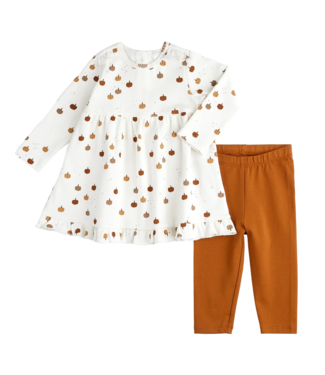 Petit Lem Pumpkin Modal Rib Dress Set