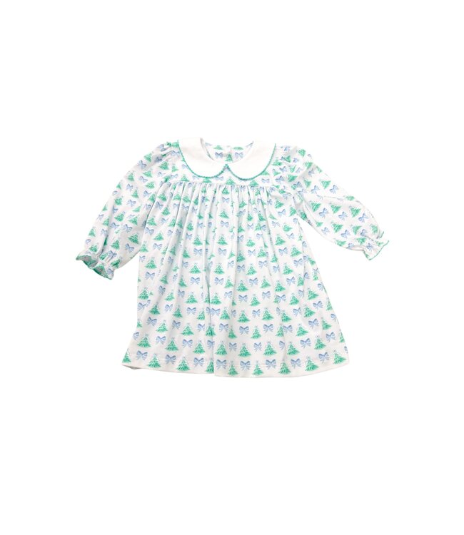 Sage and Lilly Christmas Tree Knit-Peter Pan Collar Dress