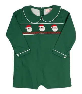 Smocking Bird Santa Smocked Dark Green Shortall