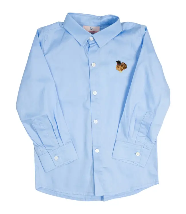 Smocking Bird Lt. Blue Embroidered Turkey Shirt