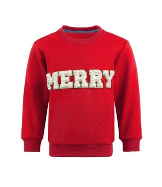 Lola & the Boys Red Merry Pearl Sweatshirt