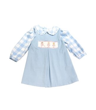 Lt. Blue Pleat Front Corduroy Jumper w/Ballerina