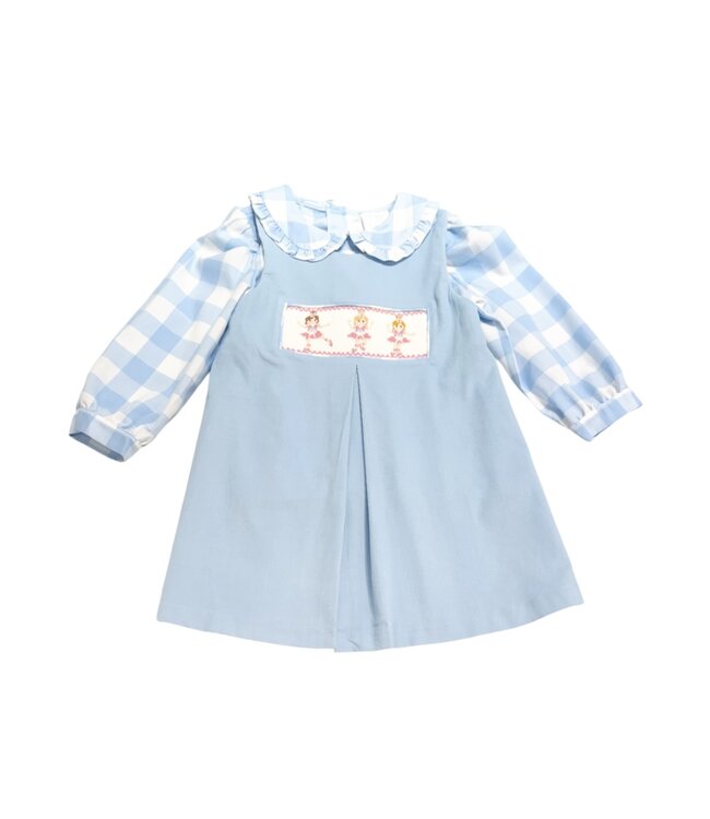 Lt. Blue Pleat Front Corduroy Jumper w/Ballerina