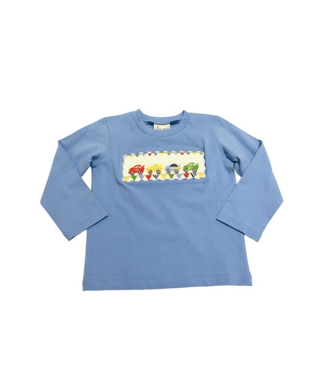 Lt. Blue Smocked Race Car T-Shirt