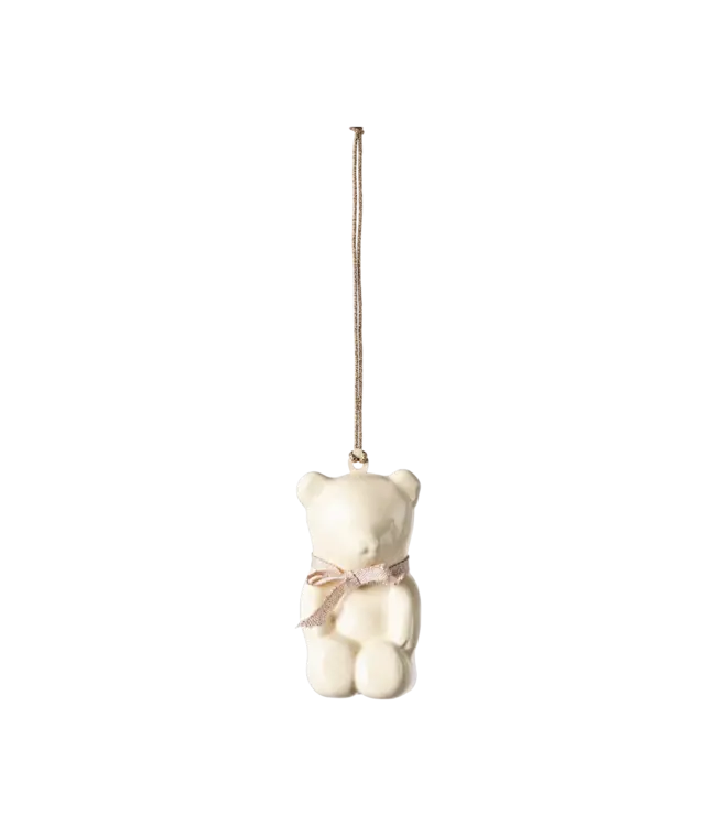 Maileg Metal Ornament, Teddy Bear- Off White/Rose