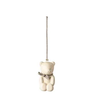 Maileg Metal Ornament, Teddy Bear- Off White/Blue