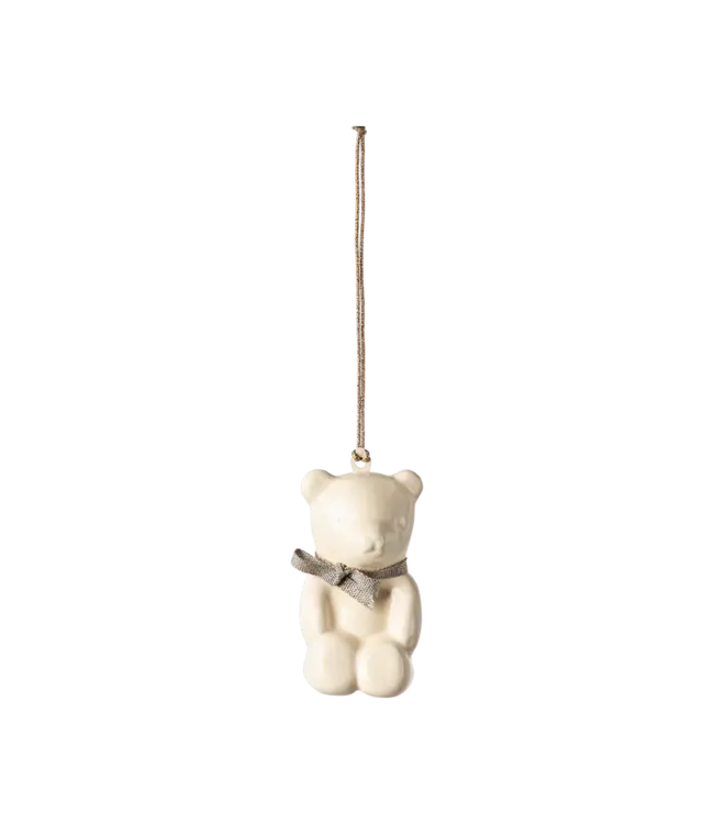 Maileg Metal Ornament, Teddy Bear- Off White/Blue