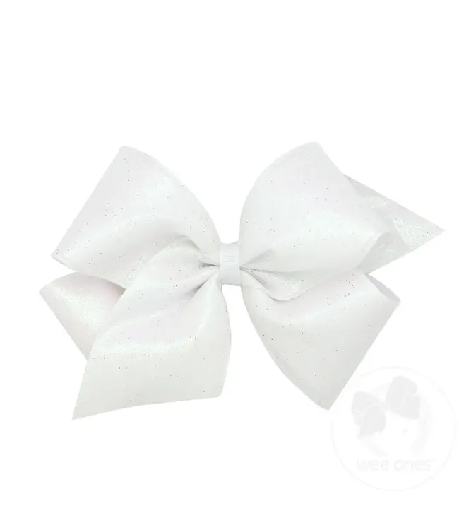 Wee Ones King Glitter Overlay Bow-WHT