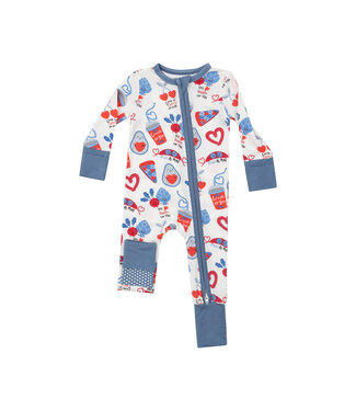 Angel Dear Love You Foodie Much 2 Way Zip Romper-Blue