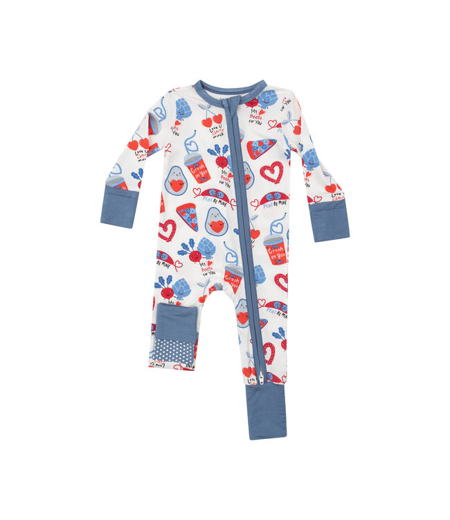 Angel Dear Love You Foodie Much 2 Way Zip Romper-Blue