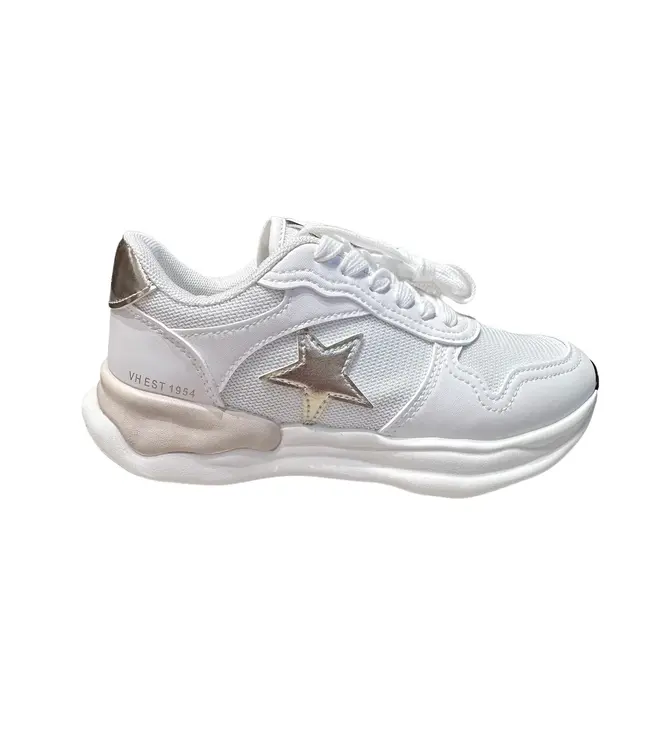 Vintage Havana Swift Chrome Gold Star White Running Sneaker
