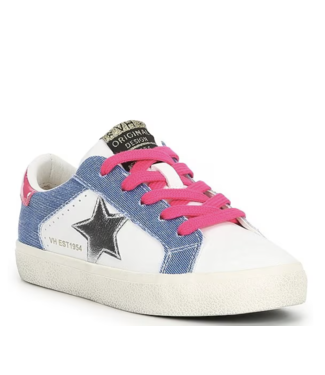 Vintage Havana Luli Hot Pink Laced Silver Star Denim White Low Top