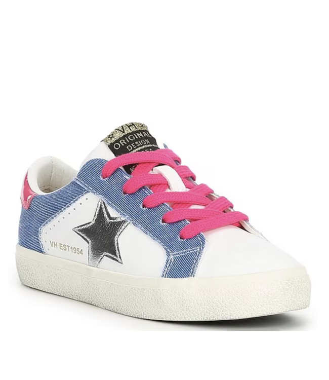 Vintage Havana Luli Hot Pink Laced Silver Star Denim White Low Top