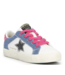 Luli Hot Pink Laced Silver Star Denim White Low Top