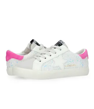 Vintage Havana Gail White Laced Pink Back Tab Multi Glitter Low Top