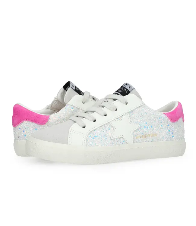 Vintage Havana Gail White Laced Pink Back Tab Multi Glitter Low Top