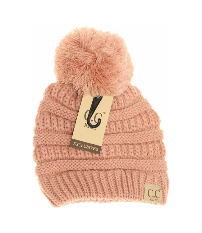 Kids Solid Pom Beanie