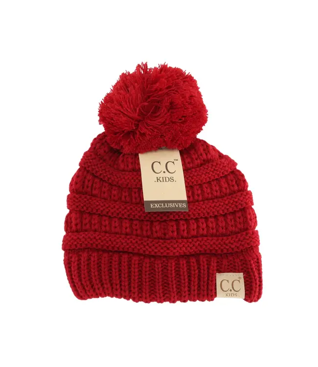 Kids Solid Pom Beanie