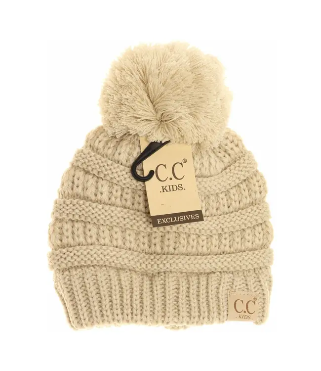 Kids Solid Pom Beanie