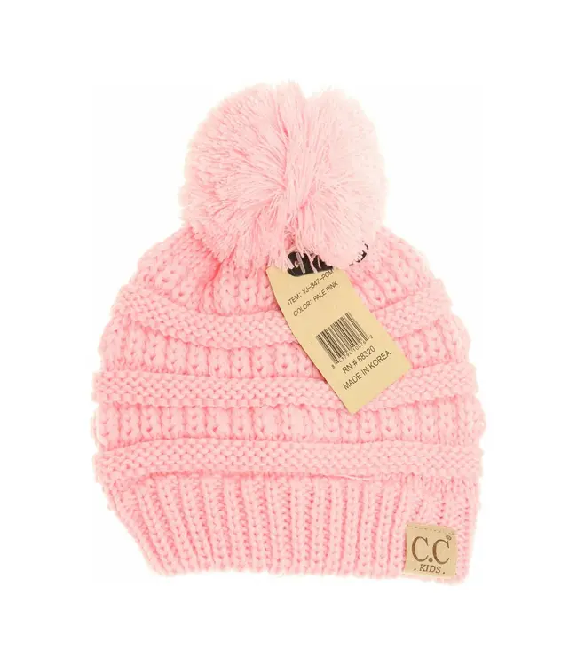 Kids Solid Pom Beanie