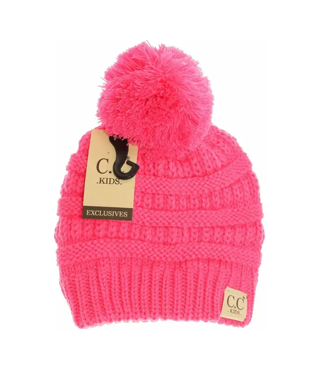 Kids Solid Pom Beanie