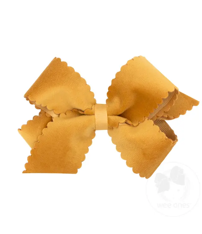Wee Ones Medium Scalloped Edge Velvet Overlay Bow