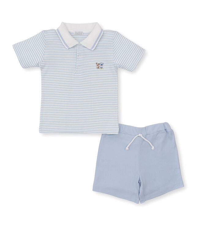 Kissy Kissy Lt. Blue Playground Pups Bermuda Set